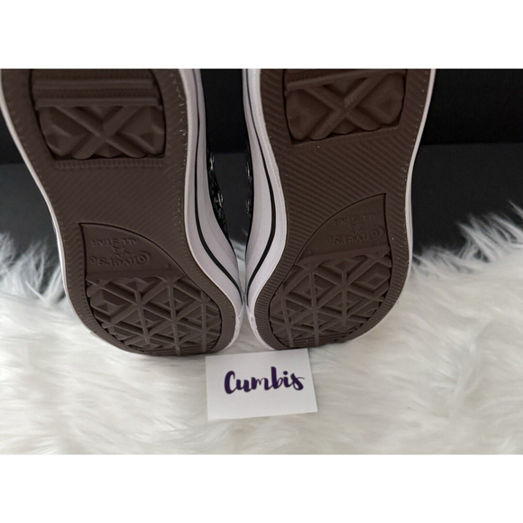 Converse Chuck Taylor All Star Hi Black/Silver/White Glitter Sneaker SZ 6 A09270 - Picture 7 of 11